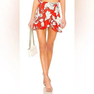 NEW- NWT Lovers + Friends Red Affection Ruffle Mini Skirt Size Small